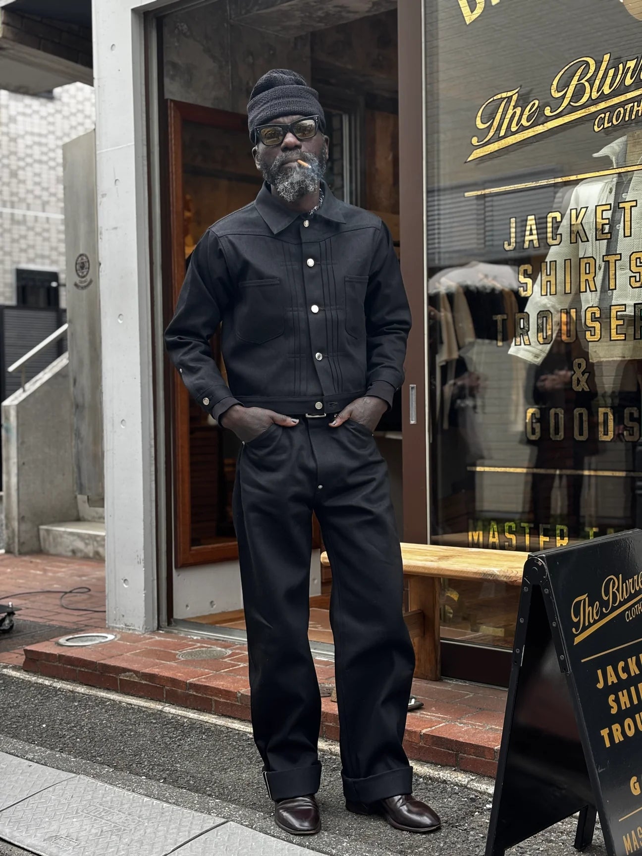 BLD063 / BLD085 14oz BLACK DENIM SET UP 着用写真
