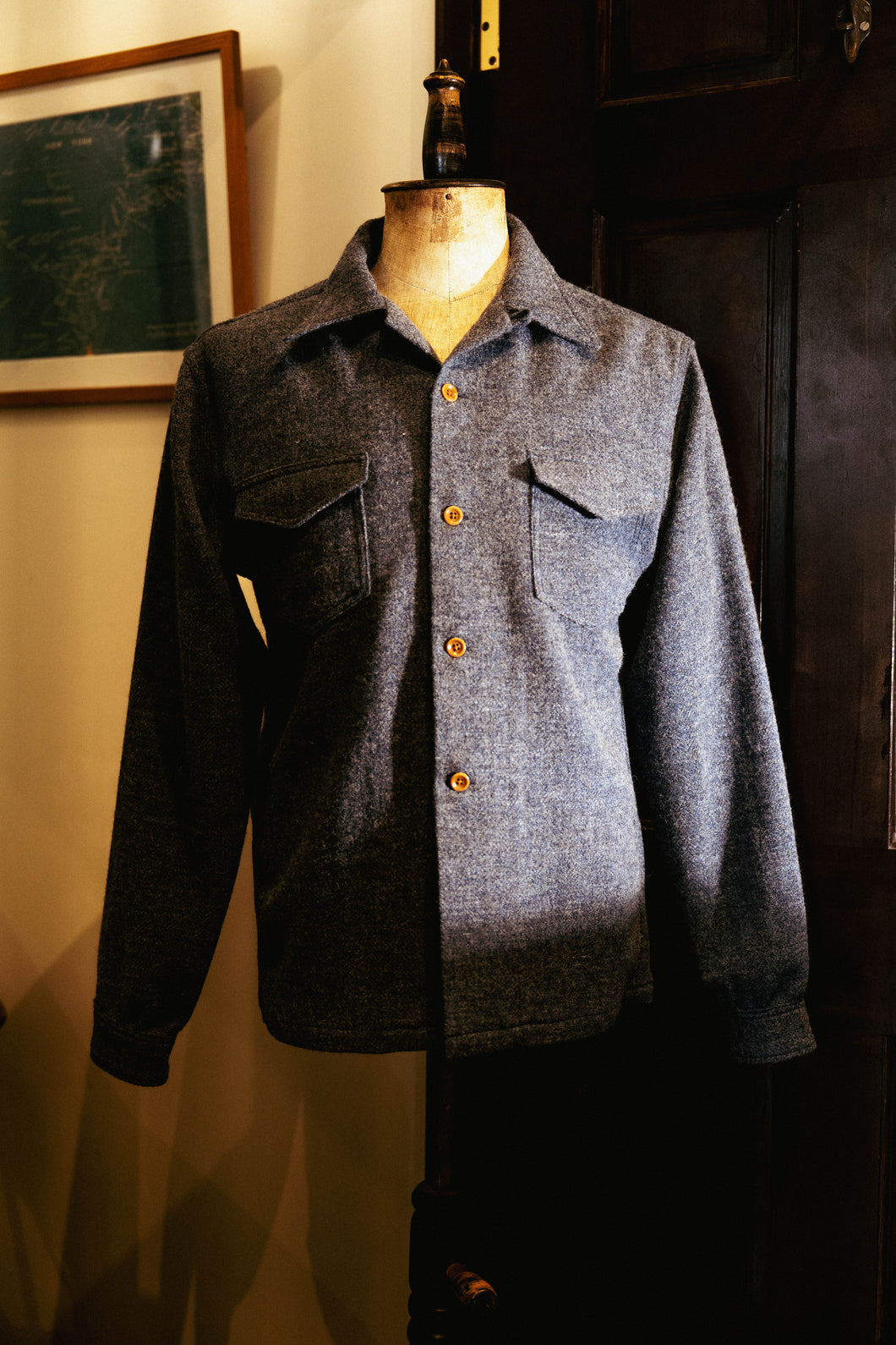 【予約商品】BLD186 WOOL TWEED OPEN COLLAR SHIRTS